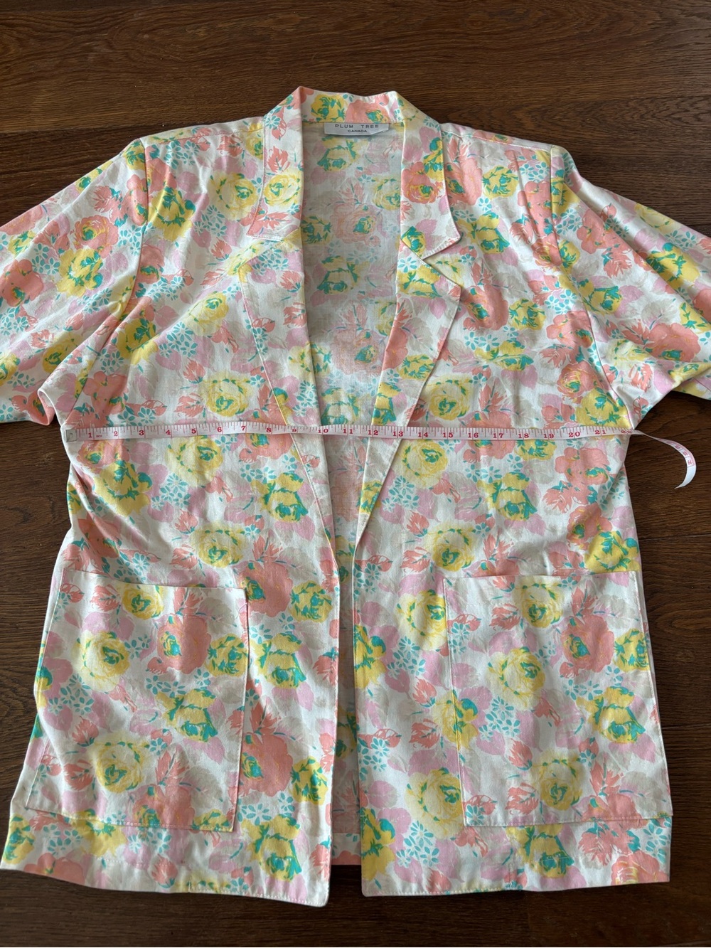 Vintage 100% Cotton Pastel Floral Open Boxy Blazer - Picture 8 of 10